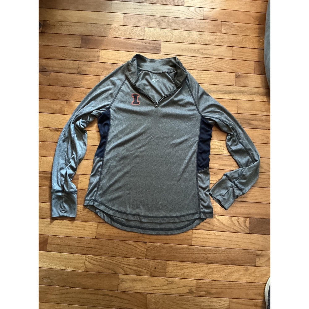 Colosseum Illinois Fighting Illini Gray Quarter Zip Pullover Thumbholes Medium